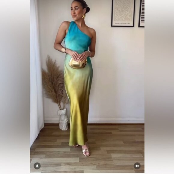 ZARA ASYMMETRICAL SATIN EFFECT TIE DYE DRESS - Picture 4 of 16